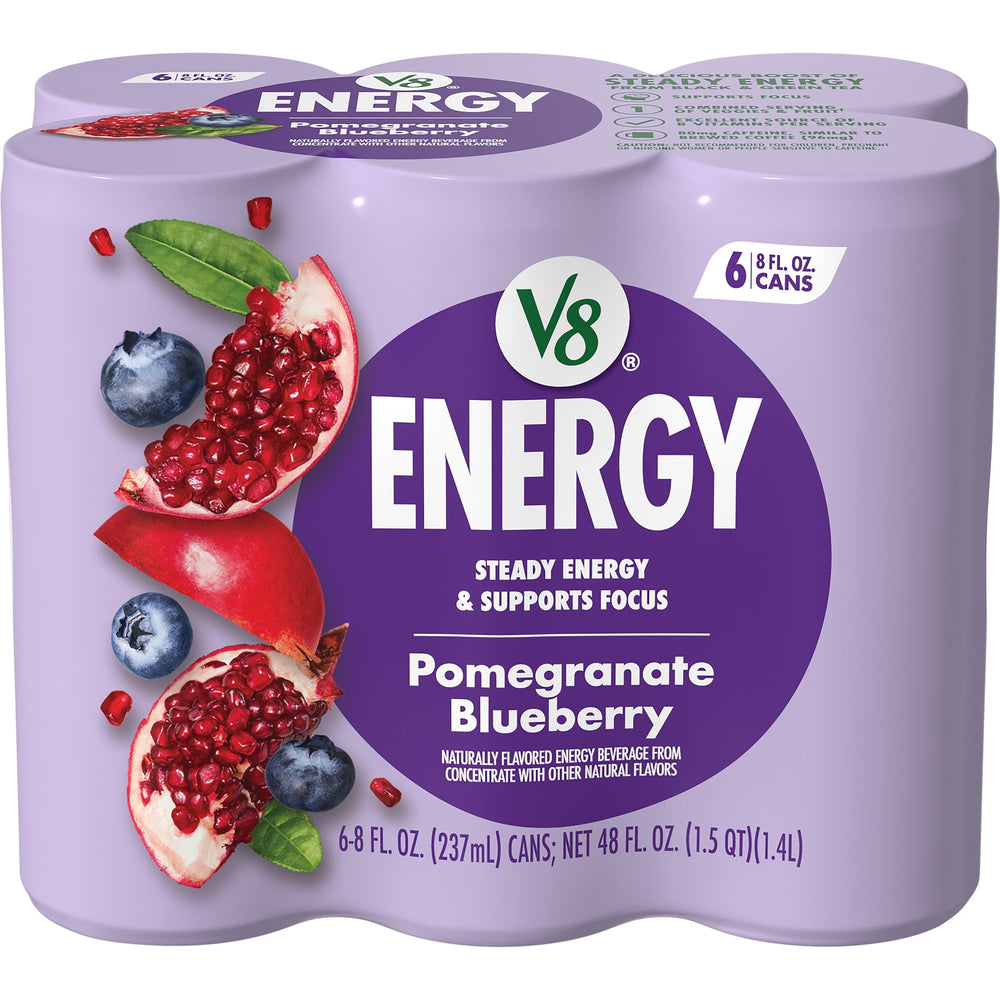 V8 Energy Pomegranate Blueberry · Bebida energética · 6 latas de 237 ml