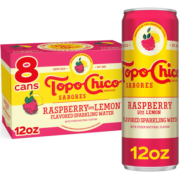 Topo Chico Sabores Raspberry with Lemon · Agua mineral · 8 latas de 355 ml
