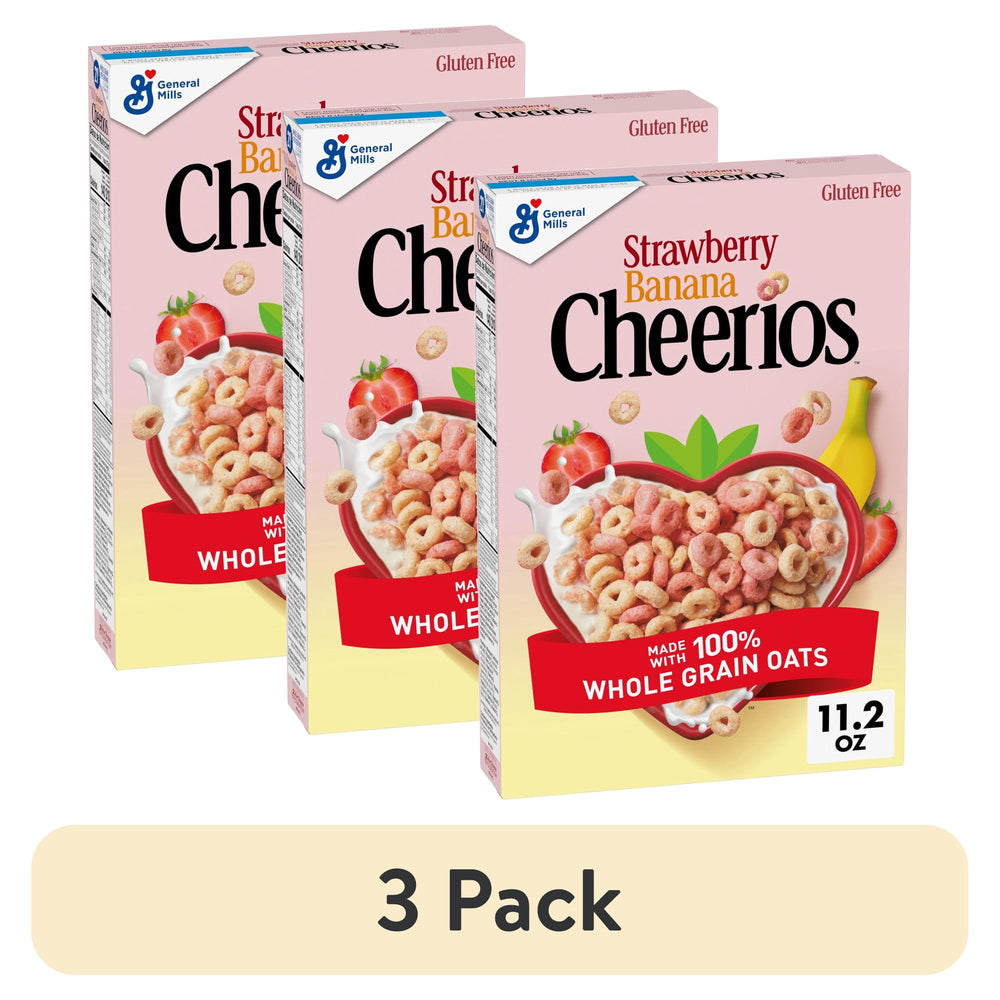Strawberry Banana Cheerios Heart Healthy sin gluten · Cereal · 3 pack de 318 g
