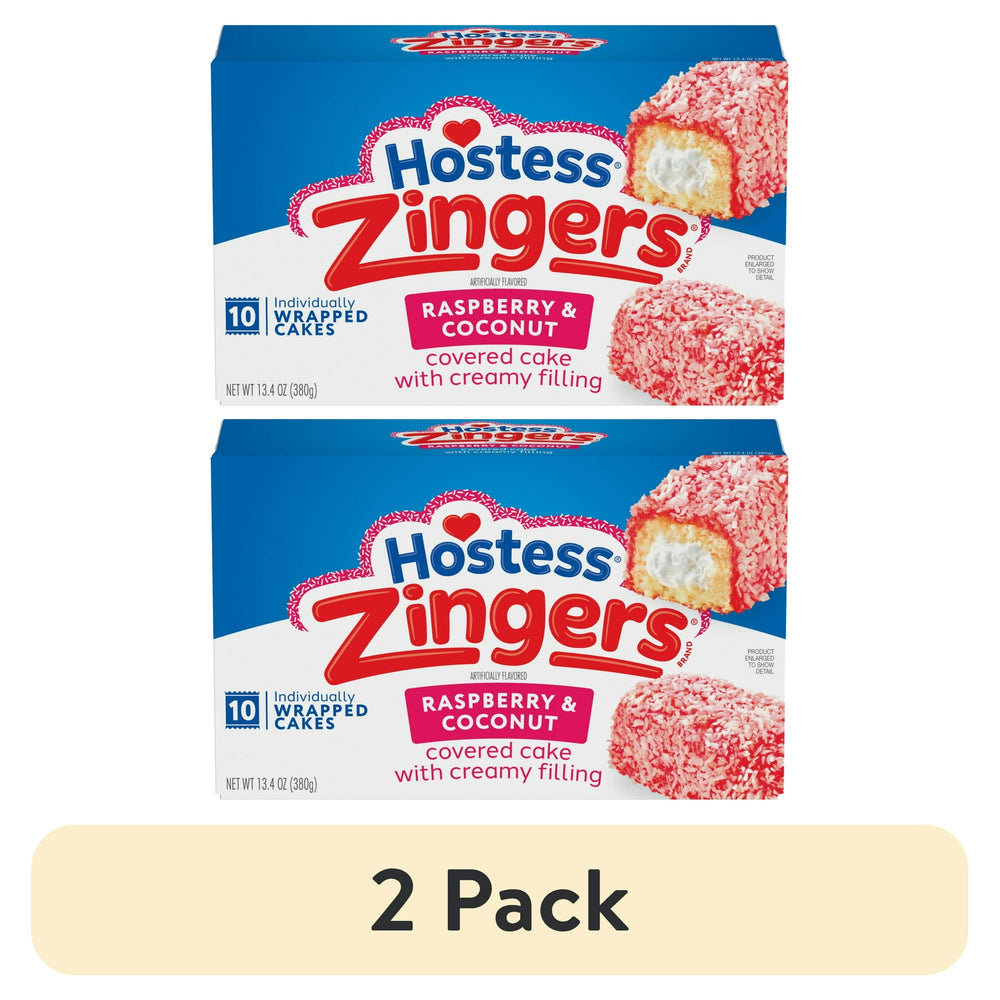 Hostess Zingers Cakes Raspberry & Coconut Covered Cake · Pastelitos · 2 pack de 380 g