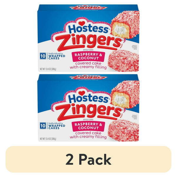 Hostess Zingers Cakes Raspberry & Coconut Covered Cake · Pastelitos · 2 pack de 380 g