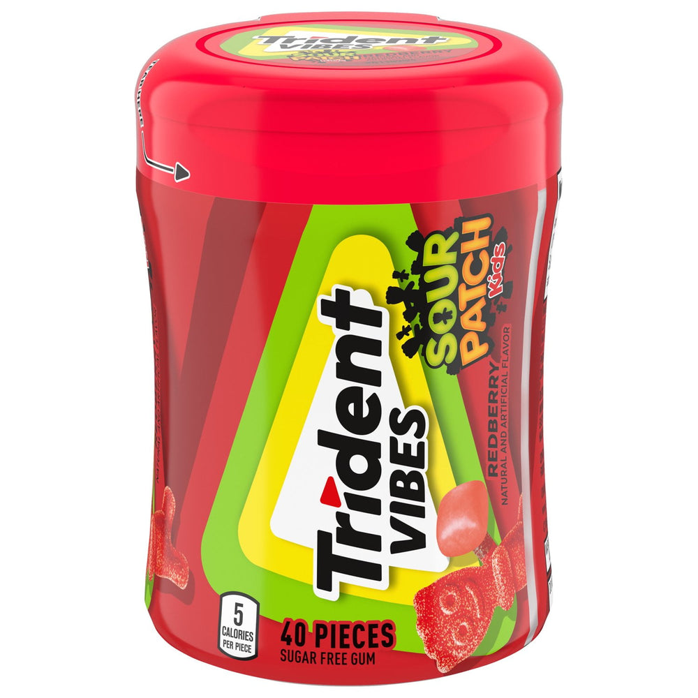 Trident Vibes Sour Patch Kids Red Berry Sugar Free · Nueces · botella