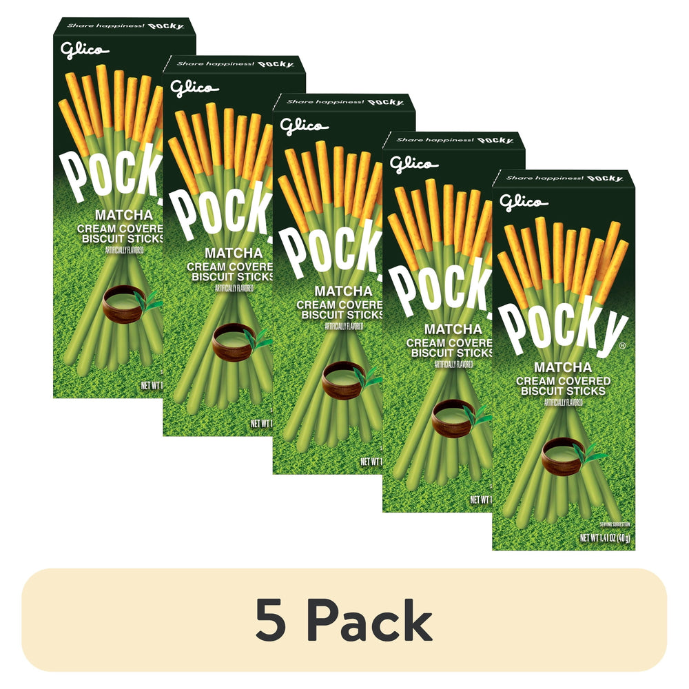 Glico Pocky Matcha Covered Biscuit Sticks · Galletas · 5 pack de 40 g
