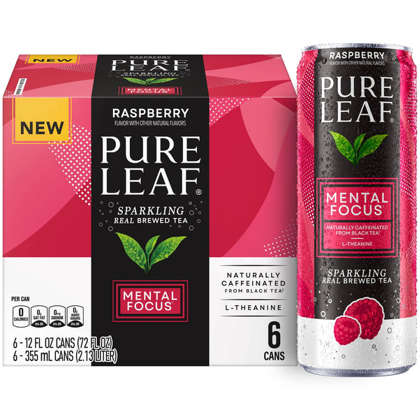 Pure Leaf Mental Focus Raspberry Tea Sparkling Real · Té · 6 pzas de 355 ml