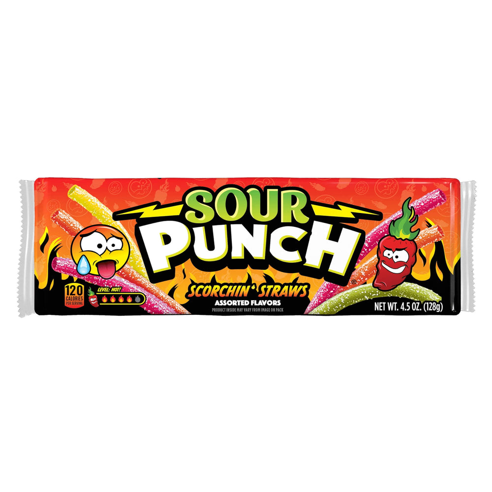Sour Punch Scorchin' Straws Spicy · Caramelos · 128 g · charola