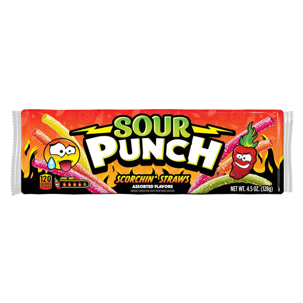 Sour Punch Scorchin' Straws Spicy · Caramelos · 128 g · charola