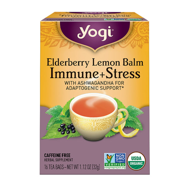 Yogi Elderberry Lemon Balm Immune Plus Stress Organic · Té · 16 pzas