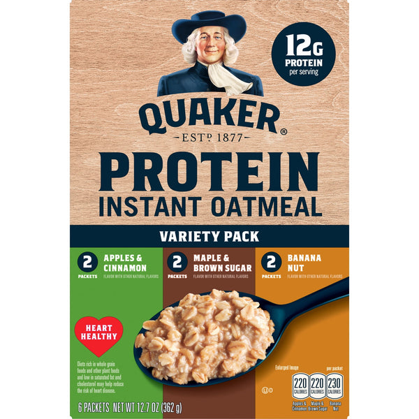 Quaker Instant Oats Protein Variety · Cereal · 6 pzas de 362 g