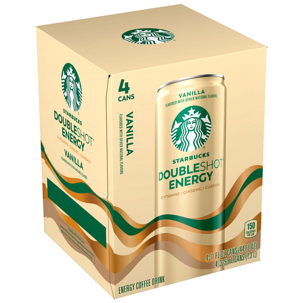 Starbucks Doubleshot Energy Vanilla · Bebida energética de café · 1.3 L (4 latas)