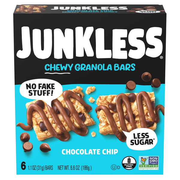 JUNKLESS Chocolate Chip sin gluten · Barras · 6 pzas de 31 g