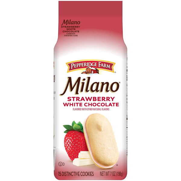Pepperidge Farm Milano White Chocolate Strawberry · Galletas · 198 g · bolsa
