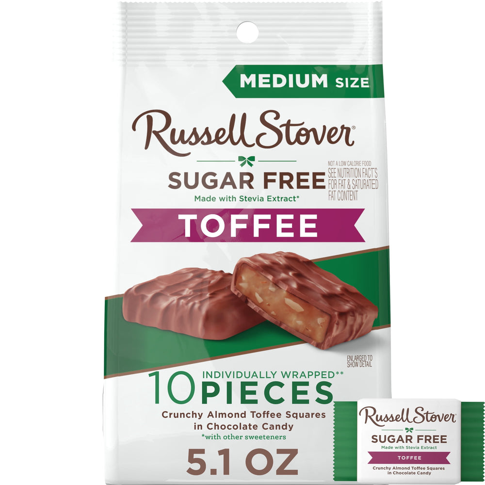 RUSSELL STOVER Toffee Squares in Chocolate Sugar Free · Caramelos · 145 g · bolsa