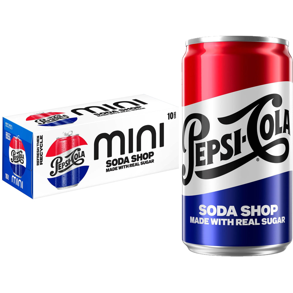 Pepsi Cola Real Sugar Mini · Refresco · 10 latas de 222 ml