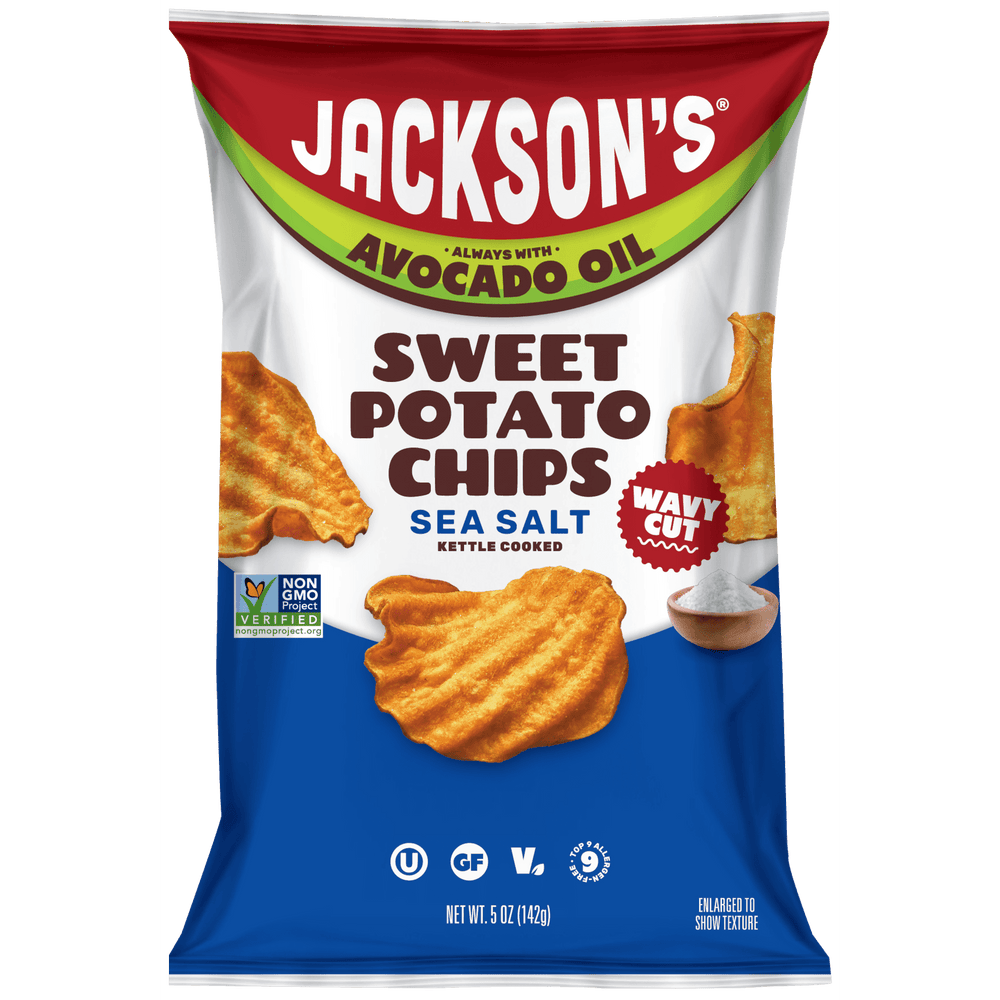 Jackson's Sweet Potato Kettle Wavy with Sea Salt Avocado · Papas · 142 g