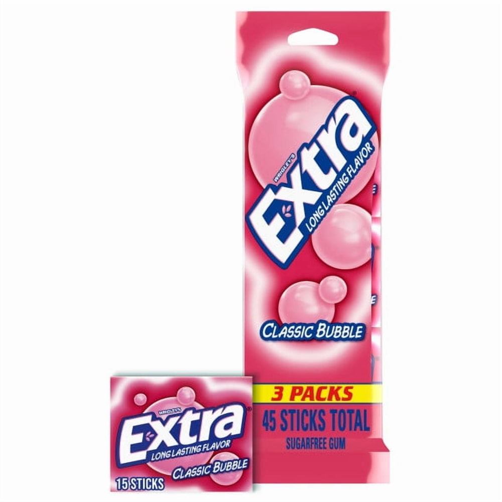 Extra Classic Bubble sin azúcar · Chicles y mentas · 15 pzas