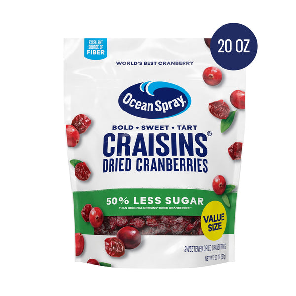Ocean Spray® Craisins® 50% Less Sugar Dried Cranberries · Fruta seca · 567 g · sobre