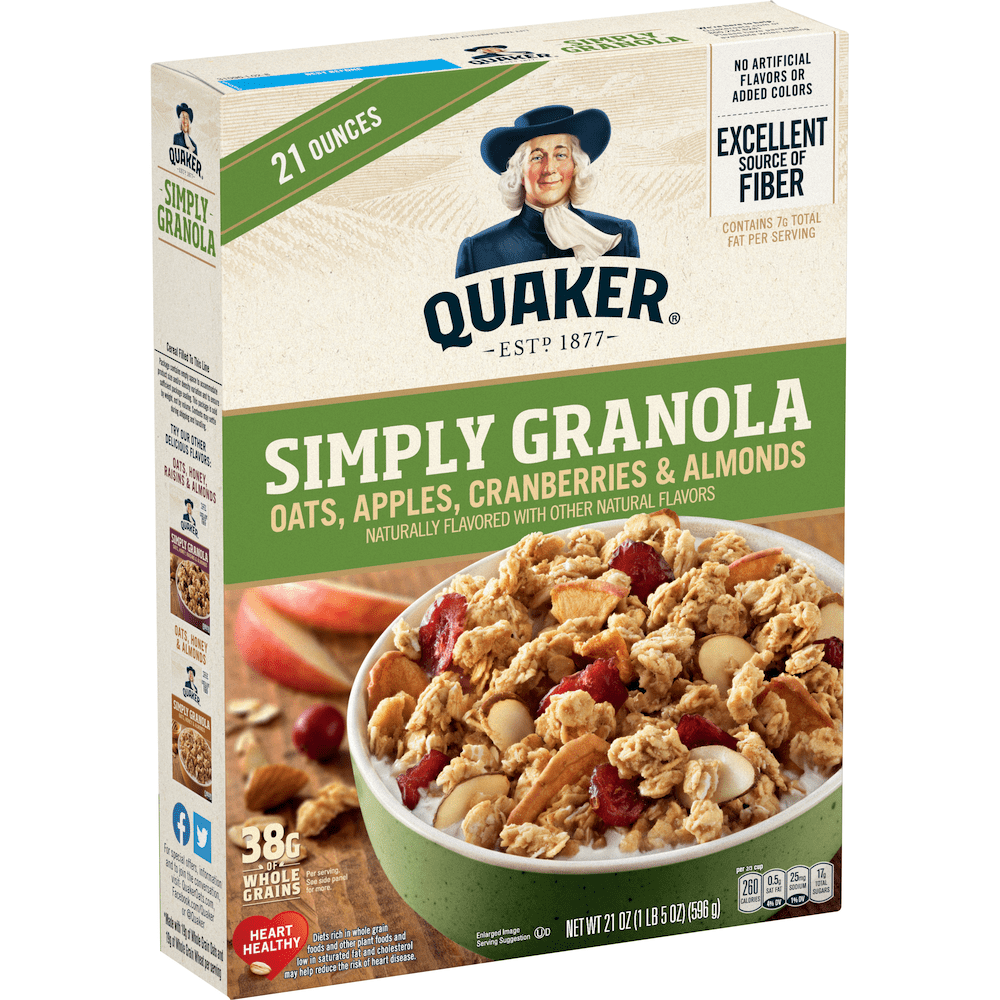 Quaker Simply Oats Apples Cranberries · Granola · 595 g · caja