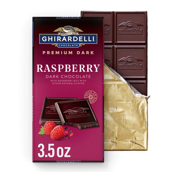 GHIRARDELLI PREMIUM DARK Raspberry Dark Chocolate Bar · Caramelos · 99 g