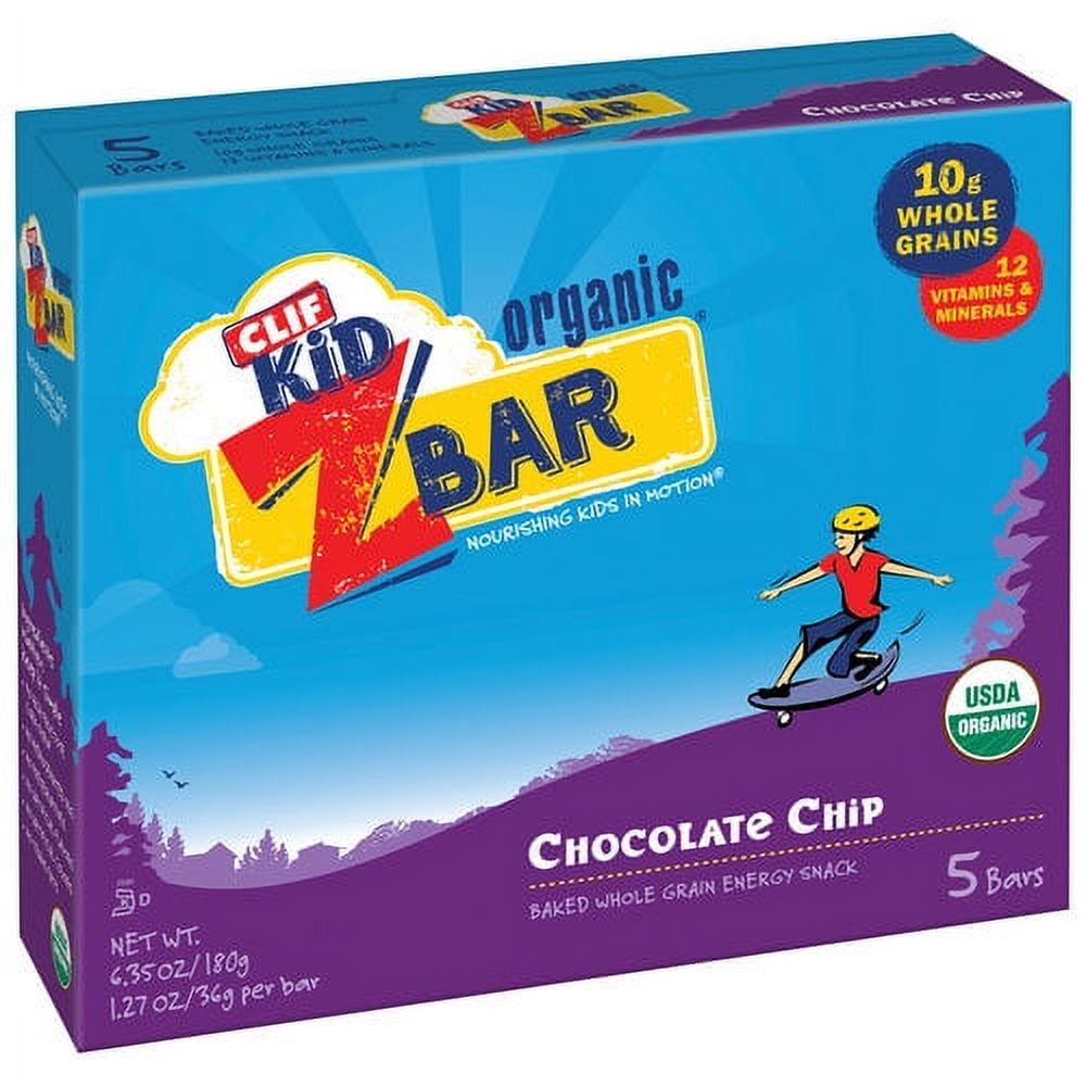 Clif Kid ZBar Organic Chocolate Chip · Barra · 5 pzas de 36 g