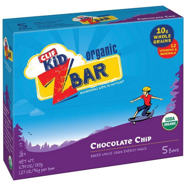 Clif Kid ZBar Organic Chocolate Chip · Barra · 5 pzas de 36 g