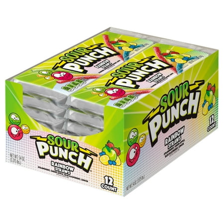 Sour Punch Straws Rainbow Assorted Fruit · Caramelos · 12 pack de 128 g