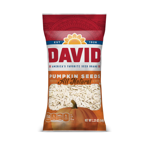 DAVID Roasted and Salted Pumpkin Seeds · Nueces · 64 g