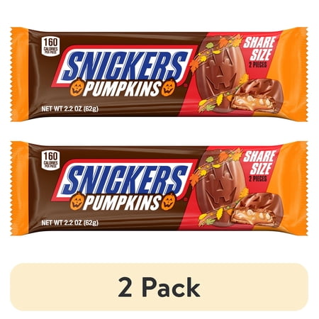 Snickers Pumpkins Chocolate Halloween · Caramelos · 2 pack de 62 g · tamaño para compartir
