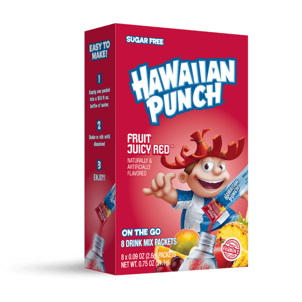 Hawaiian Punch Fruity Juicy Red Powder 8 Sticks Sugar-Free · Polvo para agua