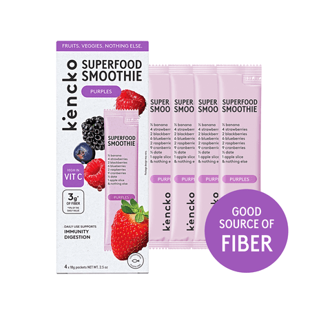 Kencko Purples Instant Superfood Fruit & Veggie Smoothies · Avena y hot cakes · 4 pack · 18.03 kg