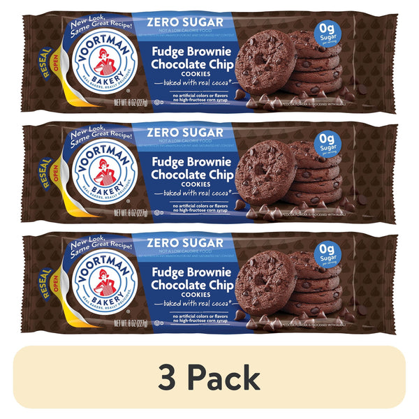 VOORTMAN Bakery Fudge Brownie Chocolate Chip Zero Sugar · Galletas · 3 pack de 227 g
