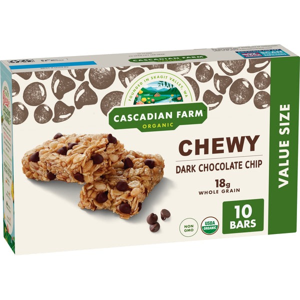 Cascadian Farm Organic Dark Chocolate Chip · Barras · 10 barras · 349 g