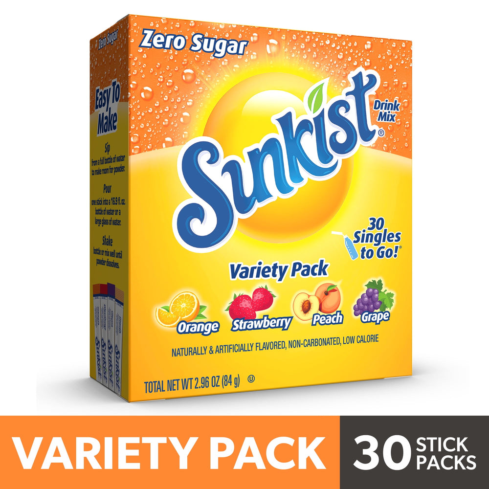 Sunkist Variety Zero Sugar · Polvo para agua · 30 pzas