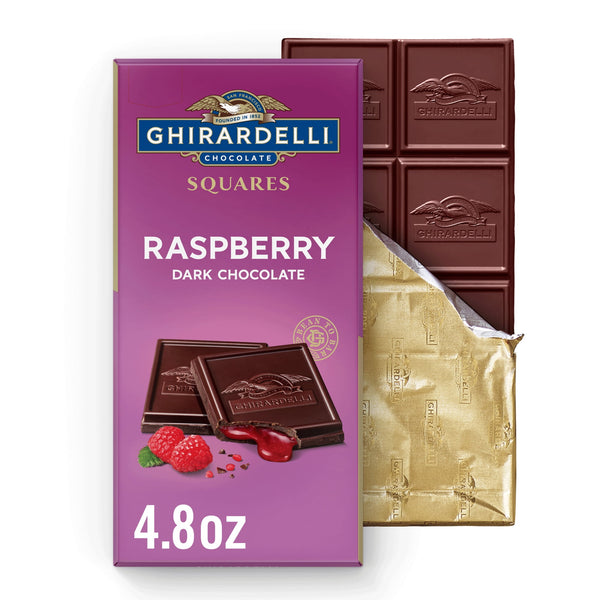 GHIRARDELLI Raspberry Dark Chocolate Squares Bar · Caramelos · 136 g