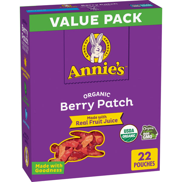 Annie's Bunny Fruit orgánico Berry Patch · Gomitas de fruta · 22 pzas de 20 g