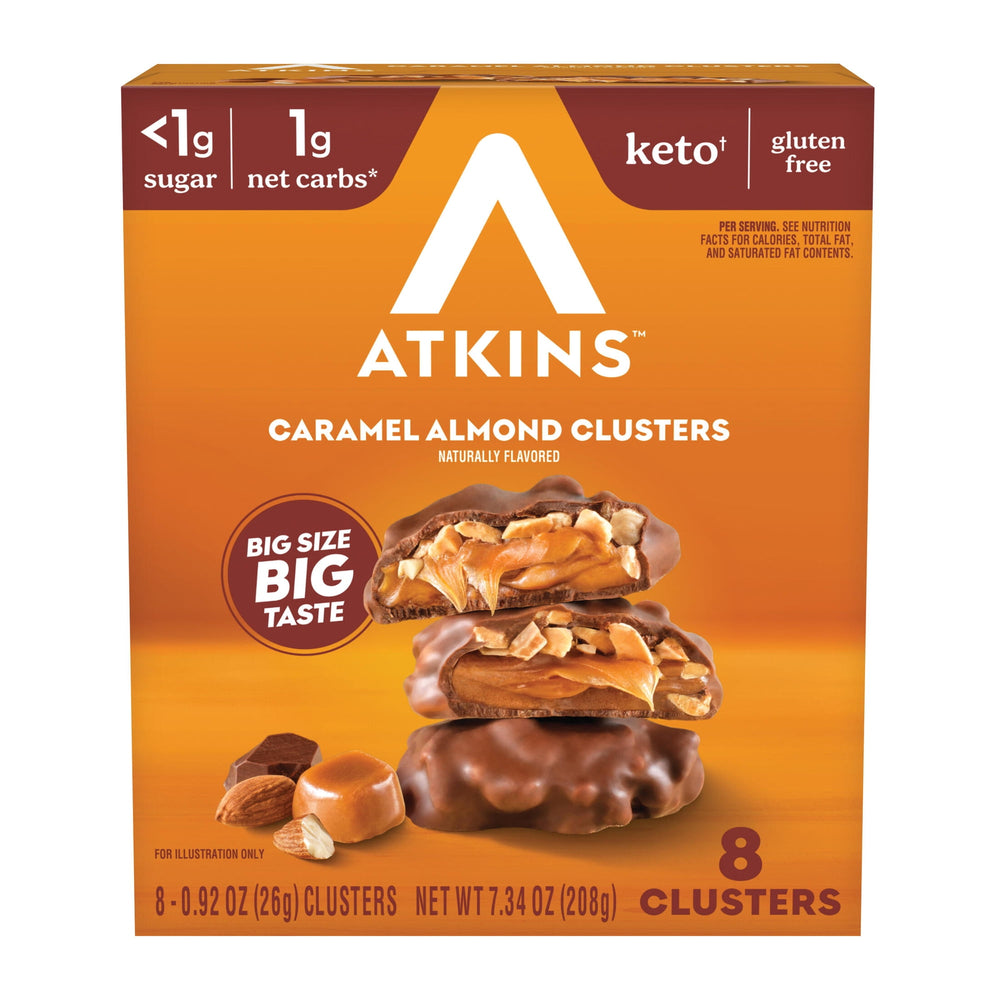 Atkins Keto Caramel Almond Clusters · Snack bajo azúcar · 208 g
