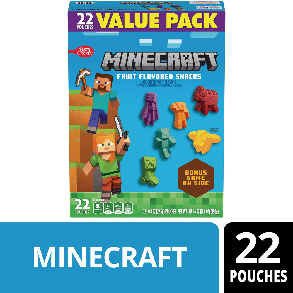 Betty Crocker Minecraft · Gomitas de fruta · 22 pzas de 23 g