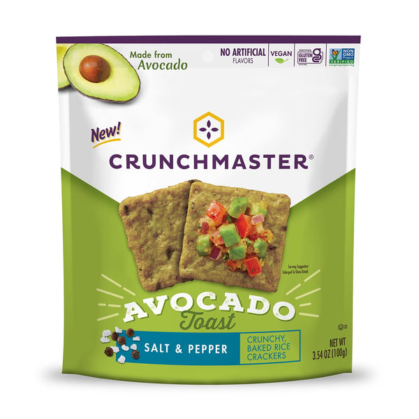 Crunchmaster Avocado Toast Cracker Salt & Pepper sin gluten · Galletas saladas · 100 g