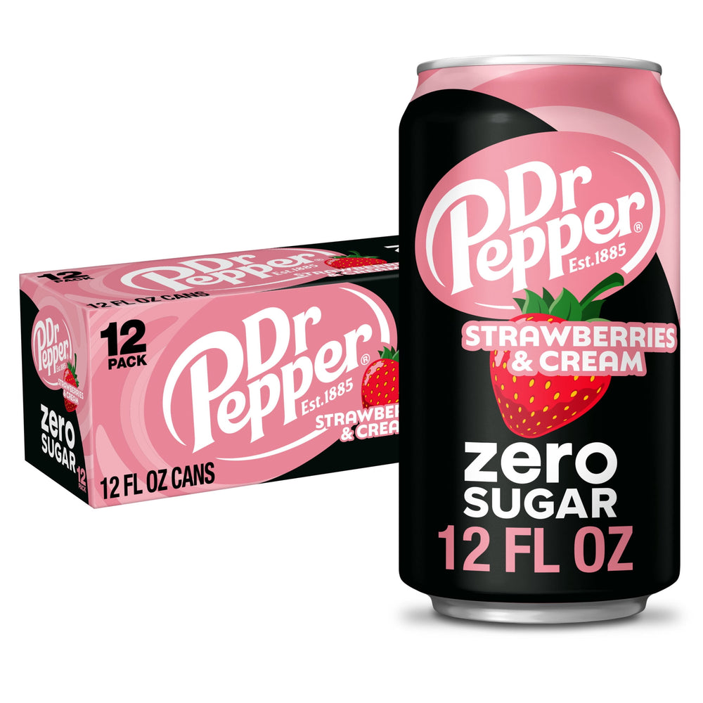 Dr Pepper Strawberries and Cream Zero Sugar · Refresco · 12 latas de 355 ml