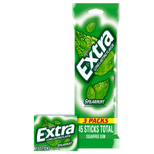 EXTRA Spearmint sin azúcar 15 Sticks per · Chicles y mentas · 3 pack