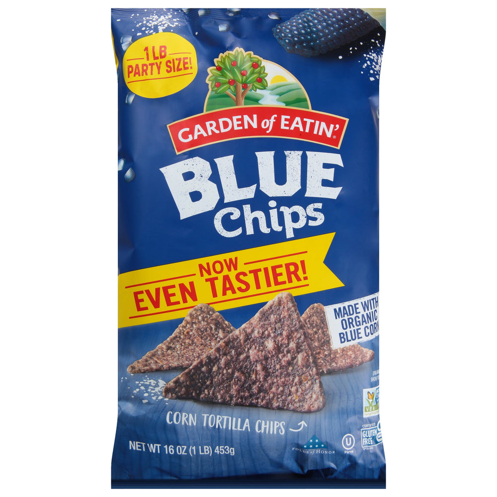 Garden of Eatin' Organic Salted Blue Corn · Totopos · 454 g · tamaño fiesta