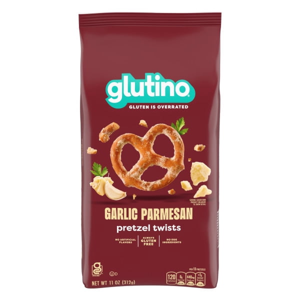 Glutino Garlic Parmesan Pretzel Twists sin gluten · Pretzels · 312 g