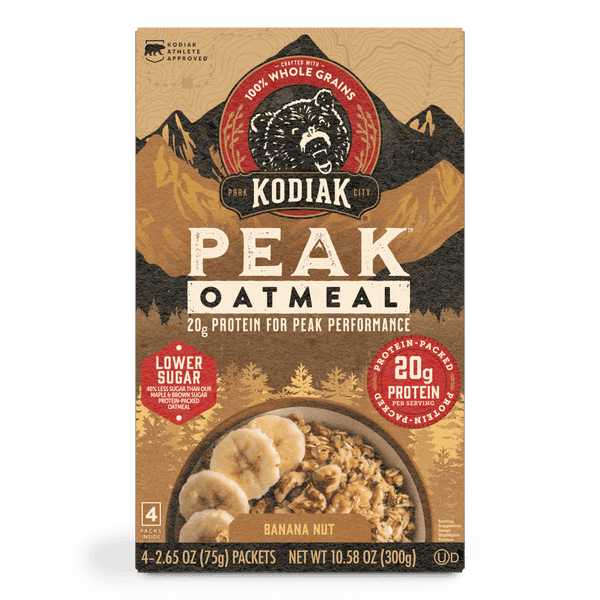 Kodiak Peak Protein-Packed Banana Nut Packets · Avena y hot cakes · 4 pzas de 75 g