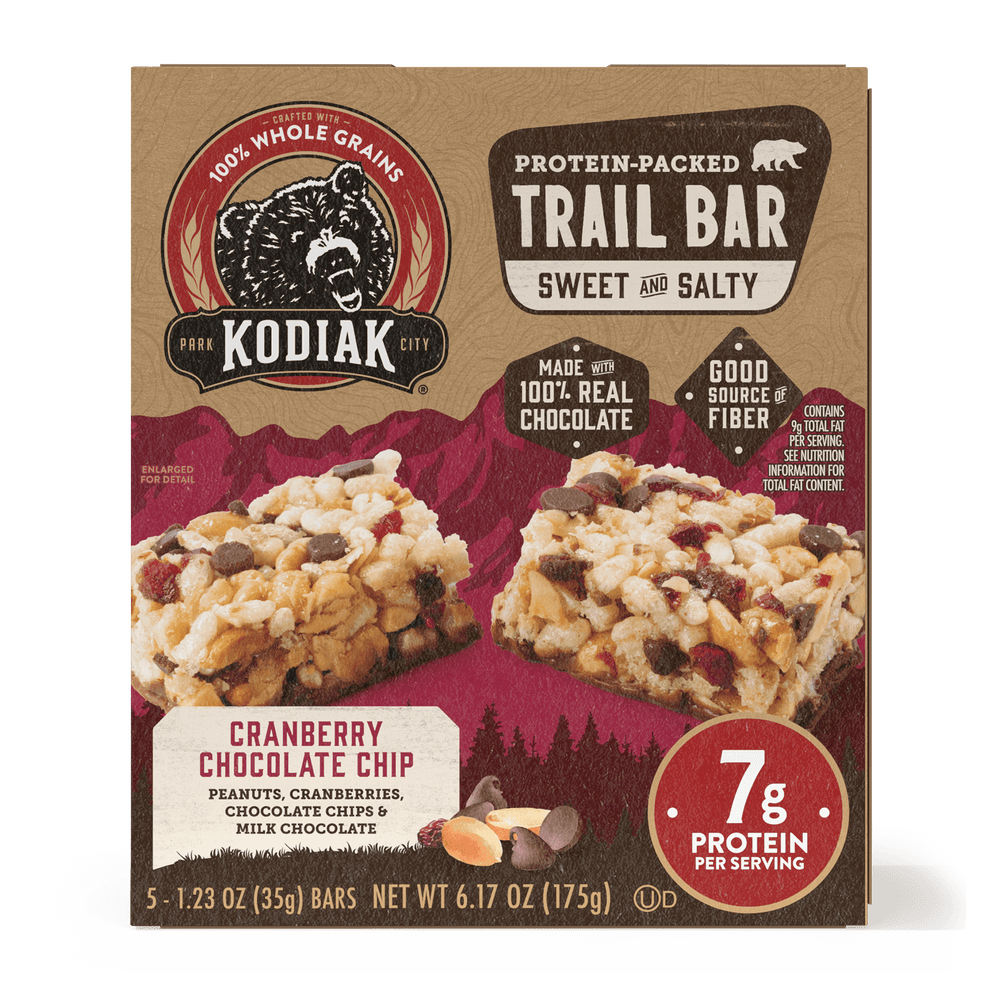 Kodiak Cranberry Chocolate Chip Protein Packed Trail · Snack salado · 5 pzas de 35 g