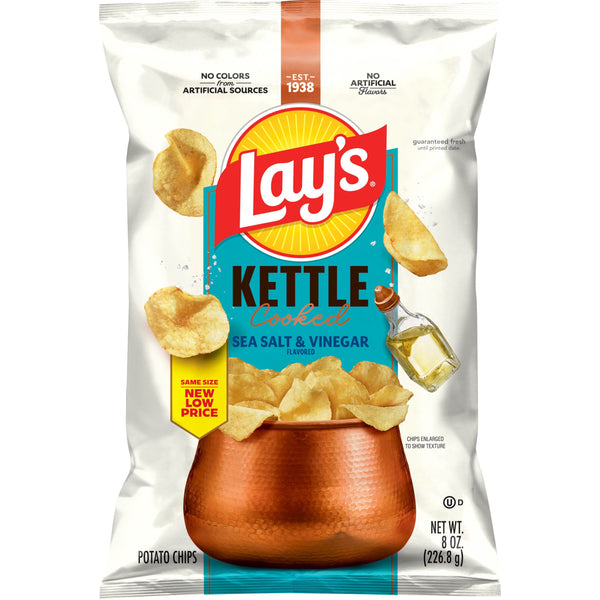 Lay’s Sea Salt & Vinegar Kettle Cooked · Papas · 227 g · bolsa