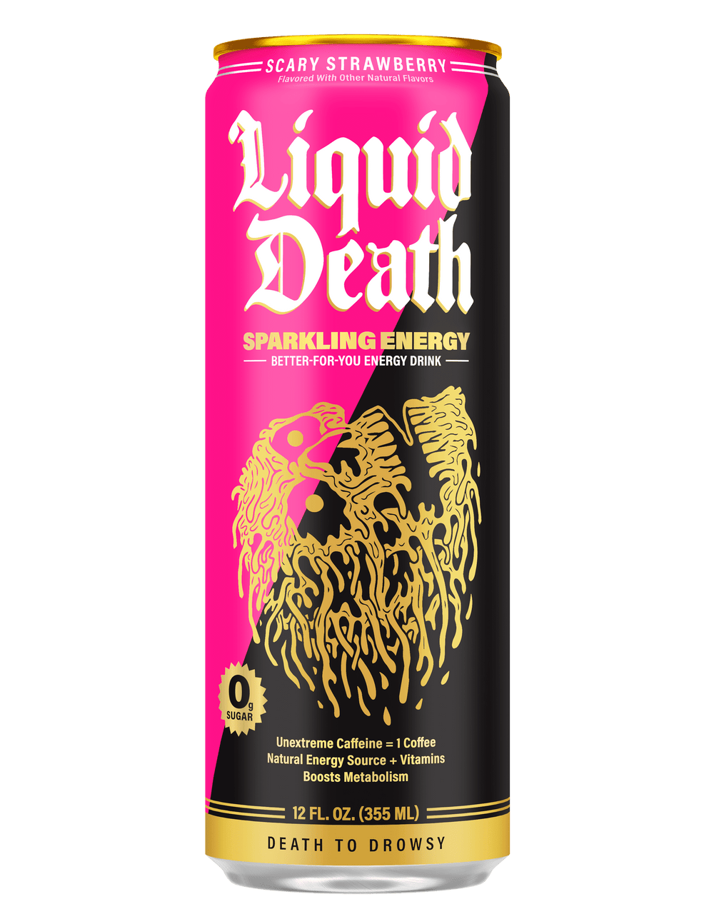 Liquid Death Sparkling Energy Scary Strawberry Zero Sugar · Bebida energética · 355 ml