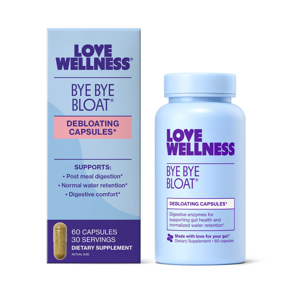 Love Wellness Bye Bye Bloat · Cápsulas desbloqueantes · 60 unidades