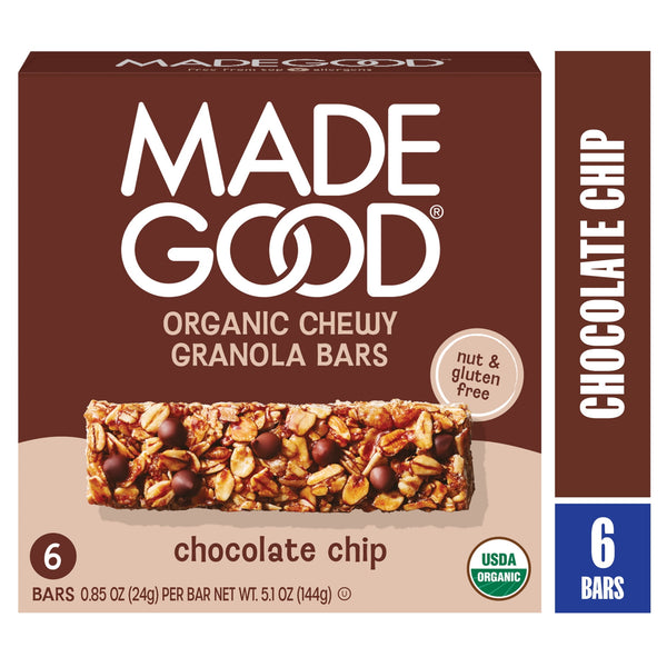 MadeGood Chocolate Chip · Barras · 6 pzas de 24 g