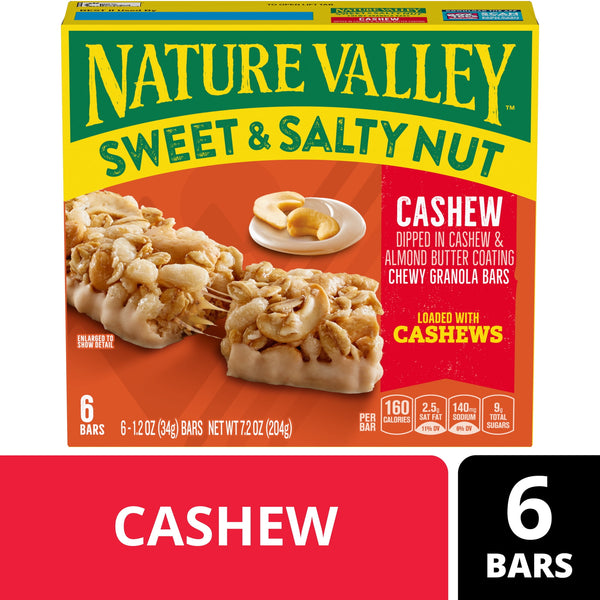 Nature Valley Sweet and Salty Nut Cashew · Barras · 6 barras de 204 g