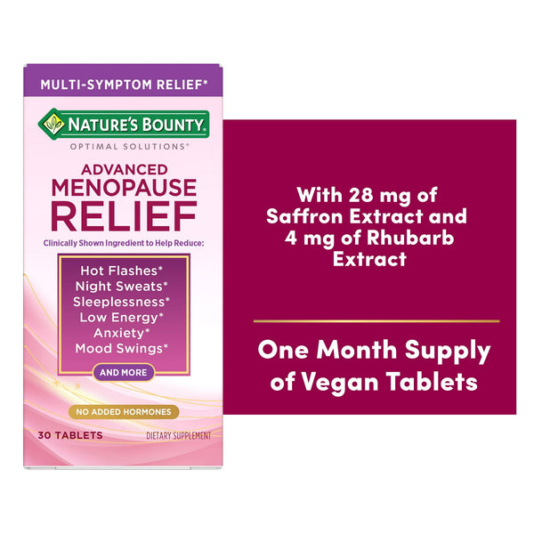 Nature's Bounty Advanced Menopause Relief · Suplemento menopausia · 30 tabletas