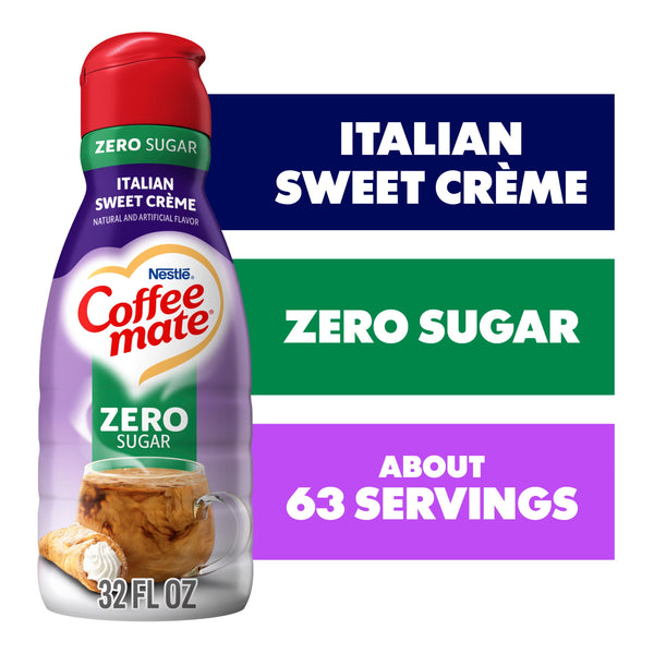 Coffee Mate Italian Sweet Creme Zero Sugar · Crema para café · 946 ml · botella